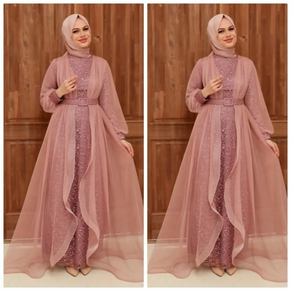 Long Pretty powdered pink dress